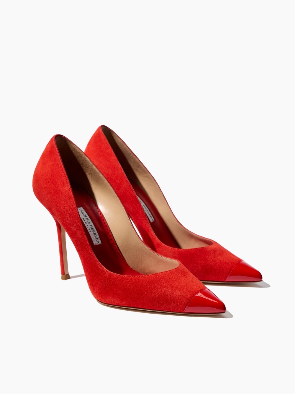 Carolina Herrera Red Suede Pointed-Toe Stiletto Pumps size 38 NWOT